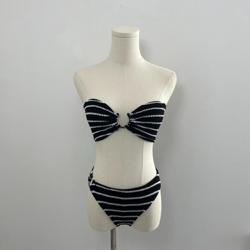 Victorias Secret Stripe Bandeau Bikini Set | Black & White | Women’s Size M/L